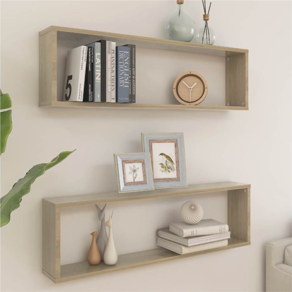 

Wall Cube Shelves 2 pcs Sonoma Oak 100x15x30 cm Chipboard