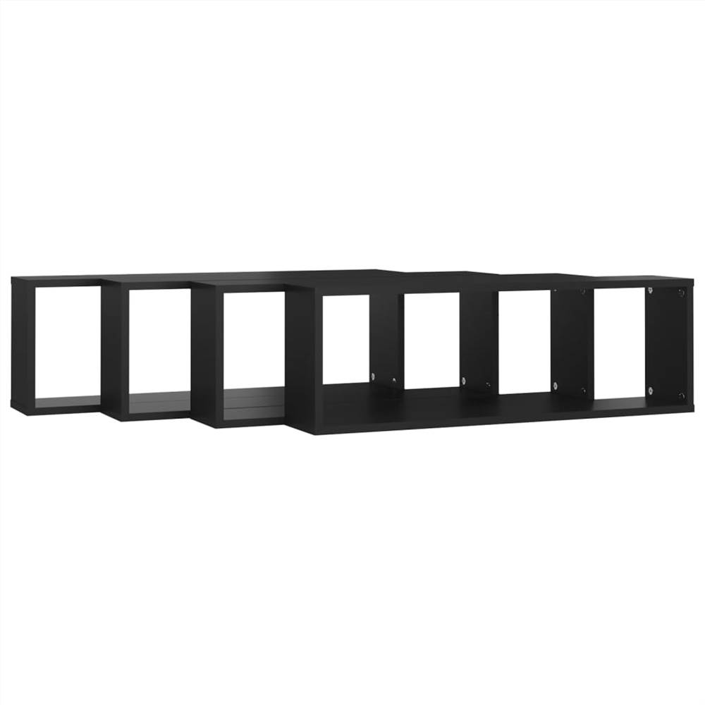 Wall Cube Shelves 4 pcs Black 80x15x26.5 cm Chipboard