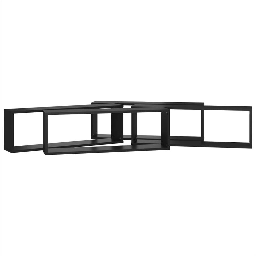 Wall Cube Shelves 4 pcs Black 80x15x26.5 cm Chipboard