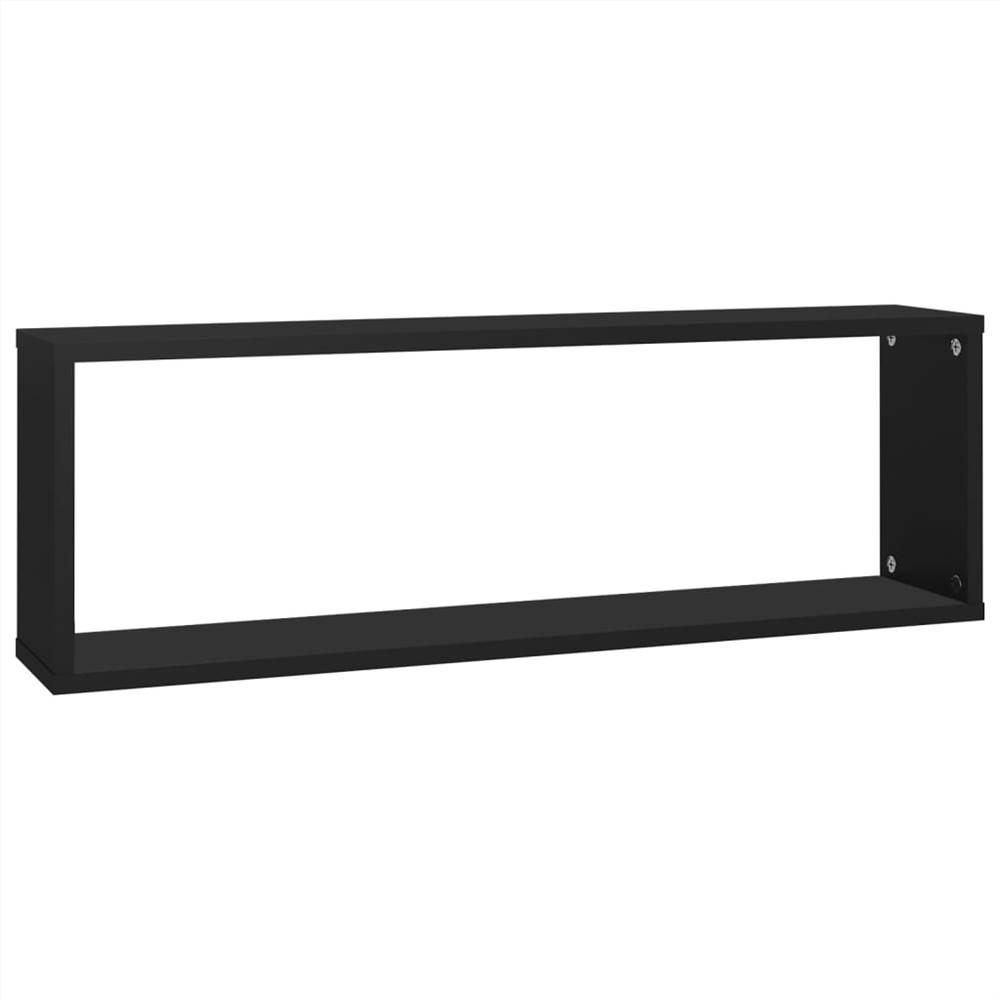 Wall Cube Shelves 4 pcs Black 80x15x26.5 cm Chipboard
