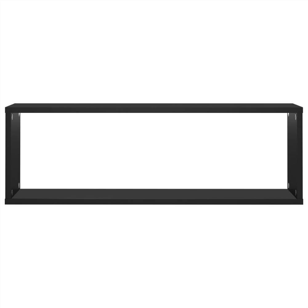 Wall Cube Shelves 4 pcs Black 80x15x26.5 cm Chipboard