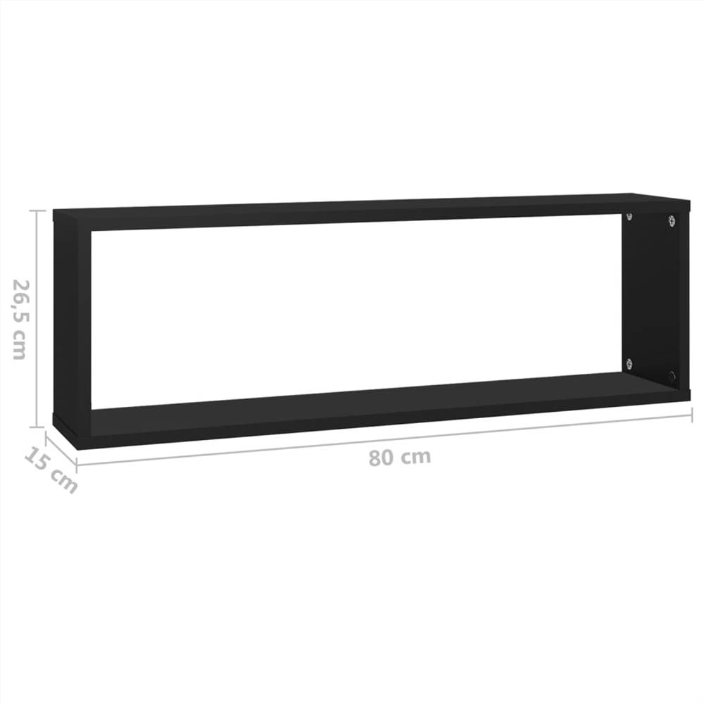 Wall Cube Shelves 4 pcs Black 80x15x26.5 cm Chipboard