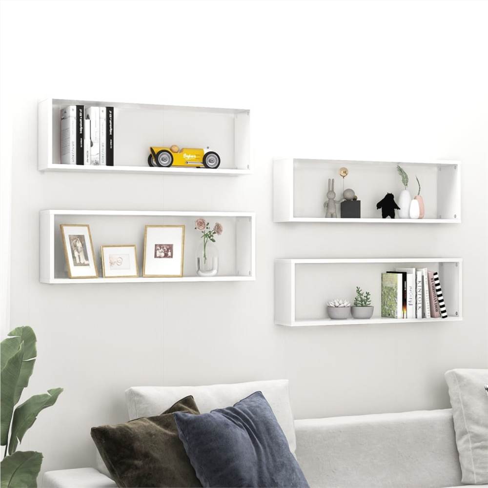 

Wall Cube Shelves 4 pcs White 80x15x26.5 cm Chipboard