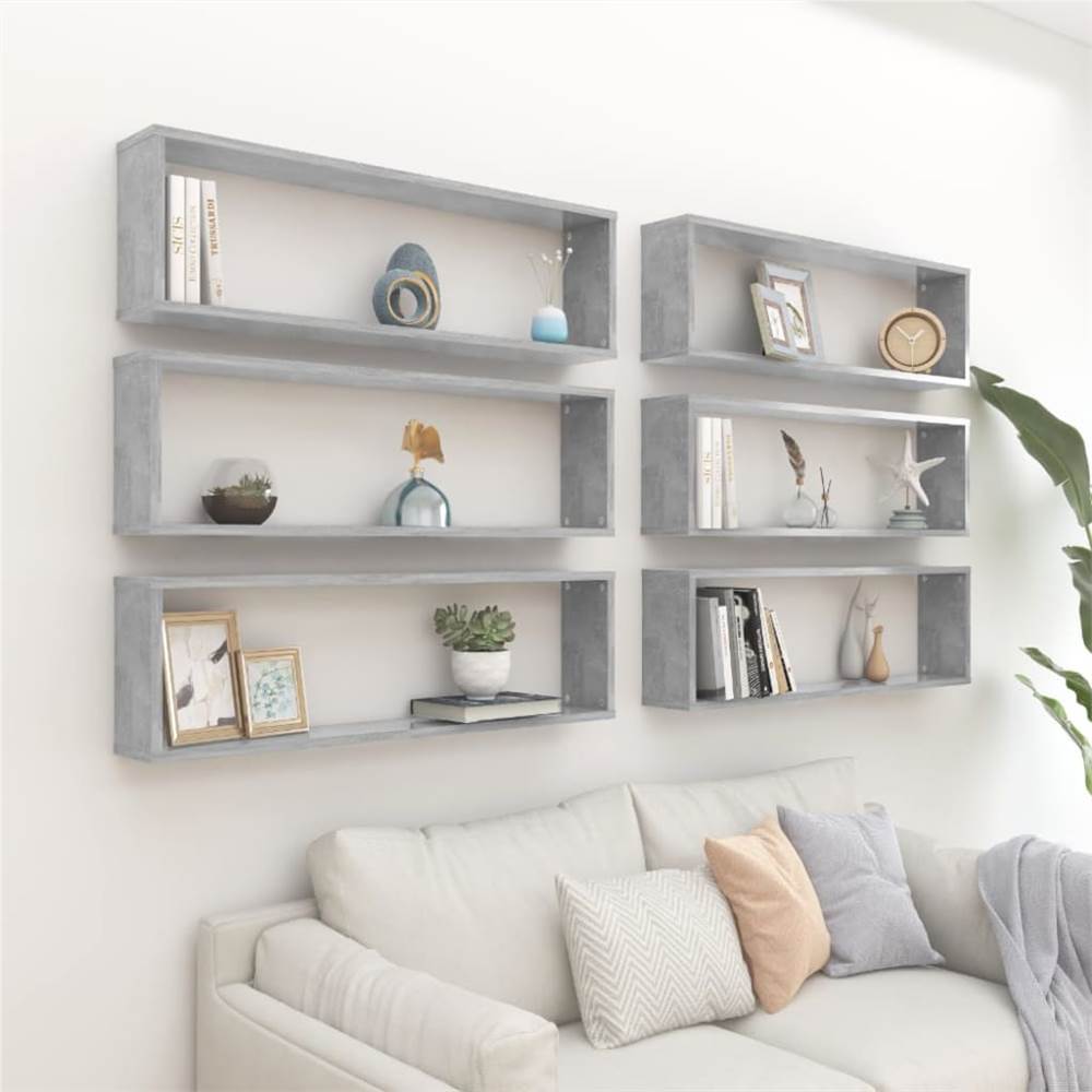 

Wall Cube Shelves 6 pcs Concrete Grey 100x15x30 cm Chipboard