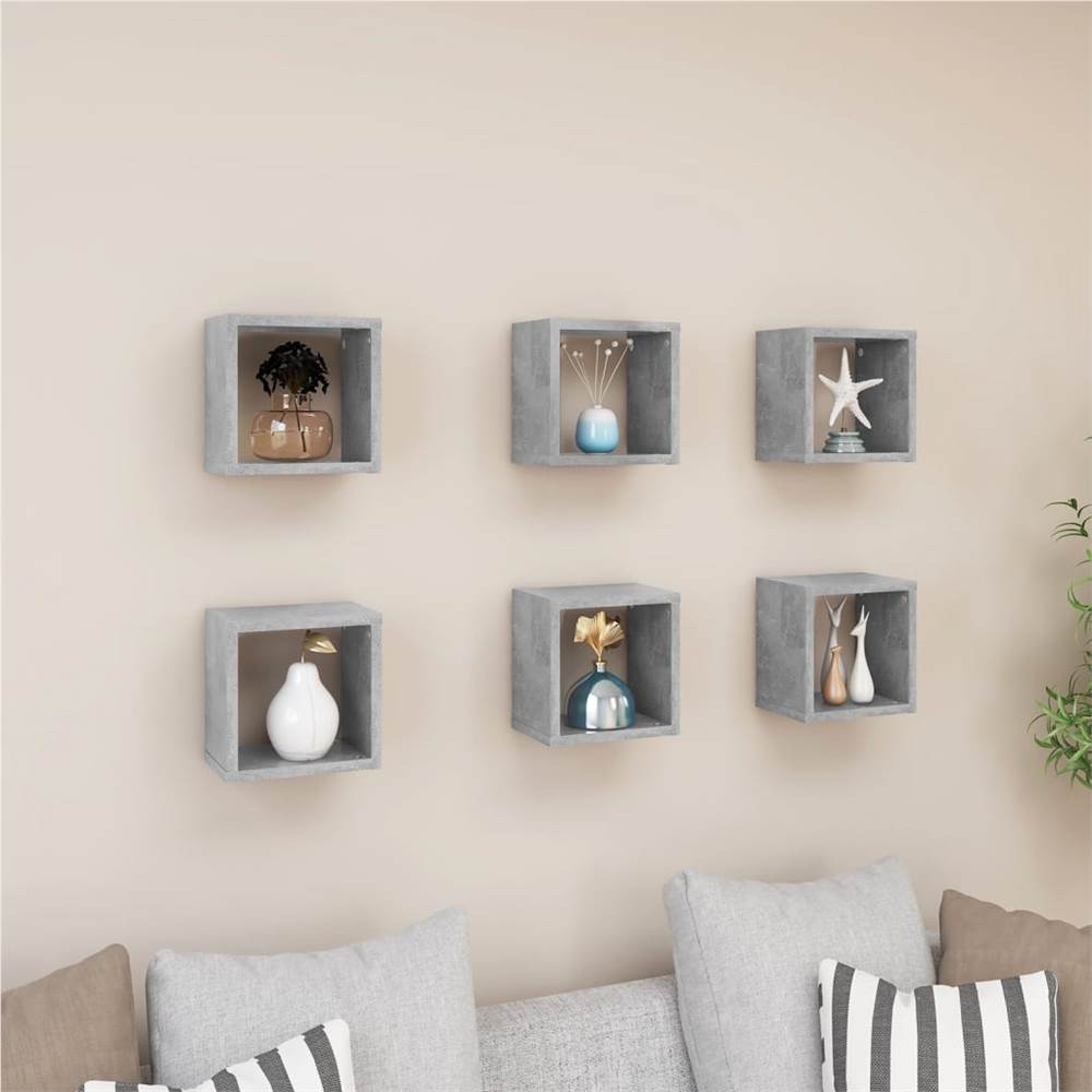 

Wall Cube Shelves 6 pcs Concrete Grey 22x15x22 cm