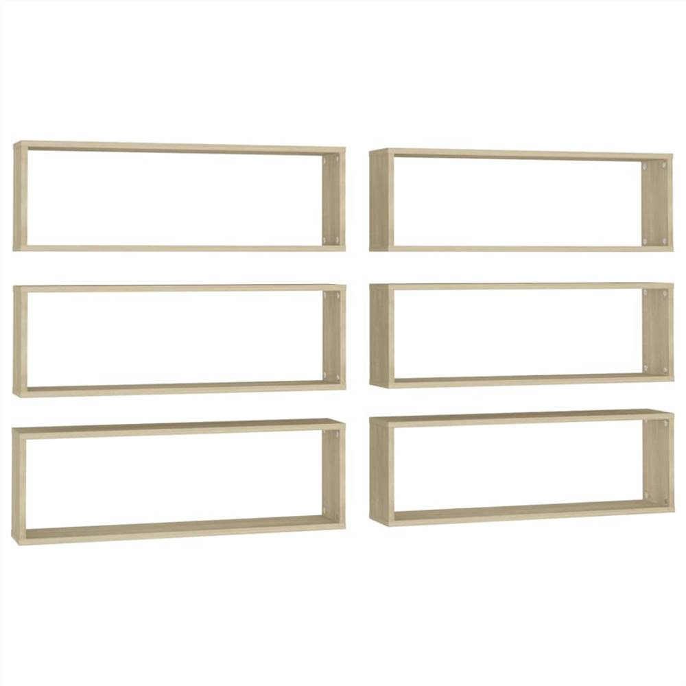 Wall Cube Shelves 6 pcs Sonoma Oak 80x15x26.5 cm Chipboard