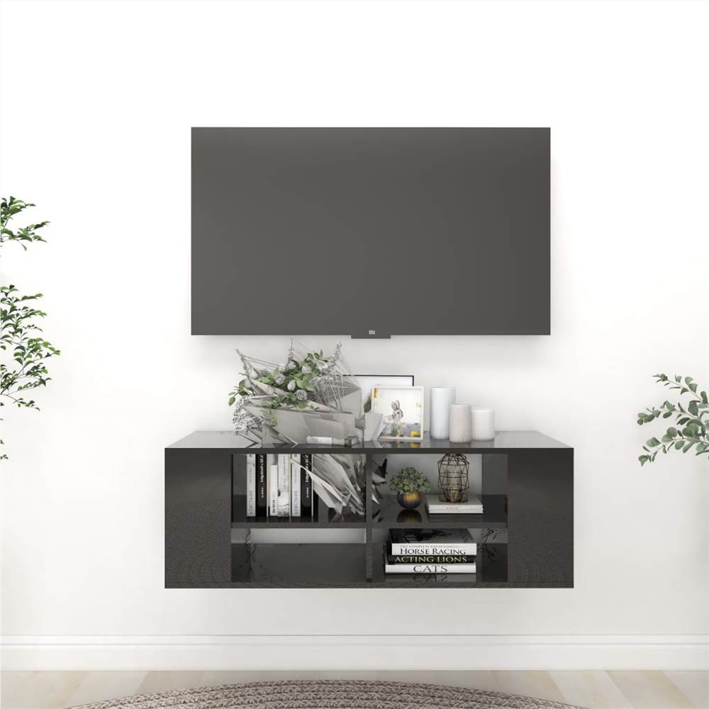 

Wall-Mounted TV Cabinet High Gloss Black 102x35x35 cm Chipboard