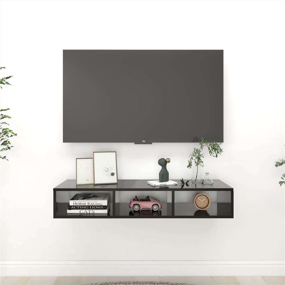 

Wall Shelf Black 102x30x17 cm Chipboard