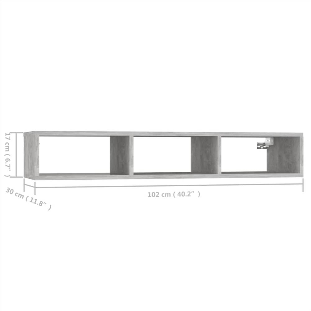 Wall Shelf Concrete Grey 102x30x17 cm Chipboard