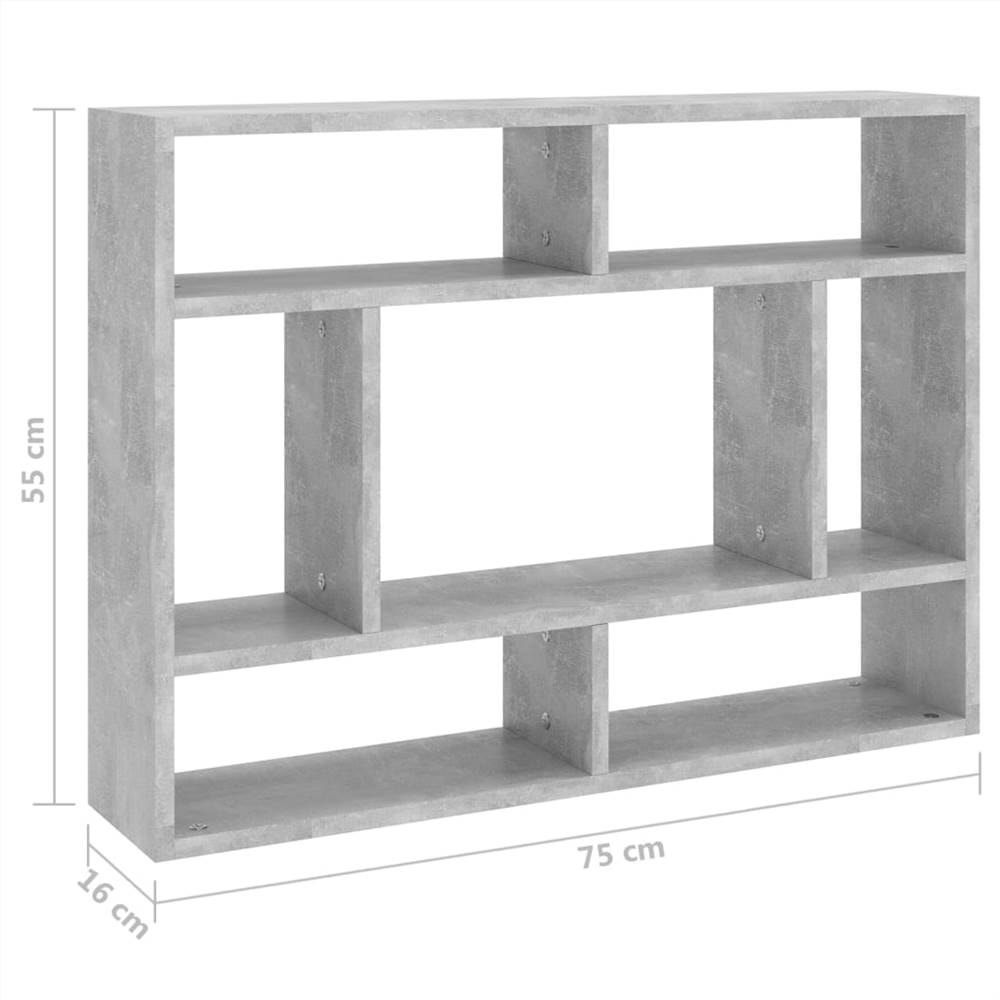 Wall Shelf Concrete Grey 75x16x55 cm Chipboard
