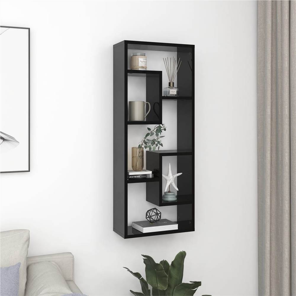 

Wall Shelf High Gloss Black 36x16x90 cm Chipboard