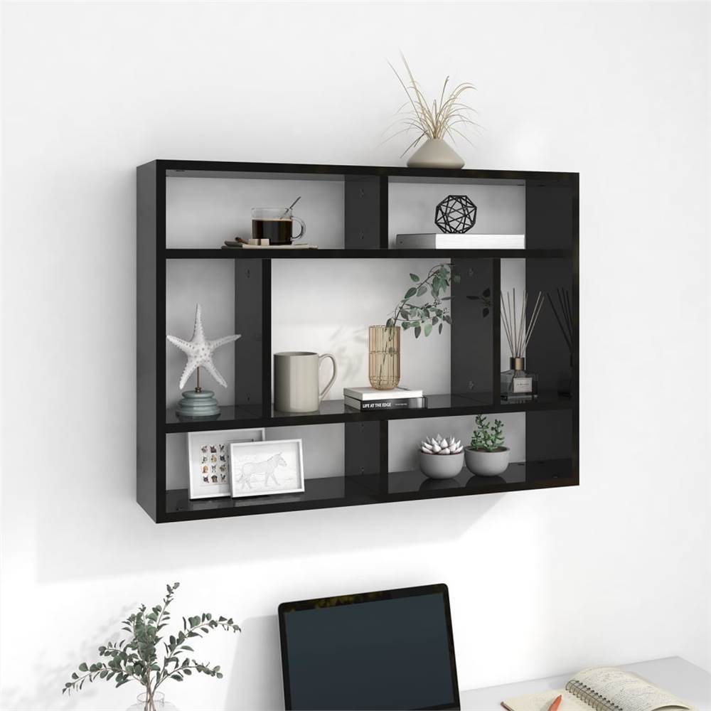 

Wall Shelf High Gloss Black 75x16x55 cm Chipboard