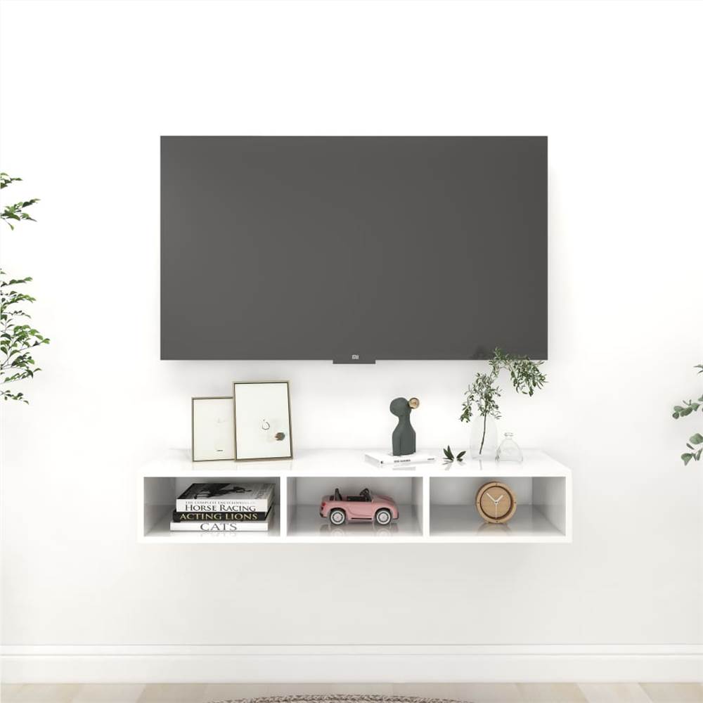 

Wall Shelf High Gloss White 102x30x17 cm Chipboard