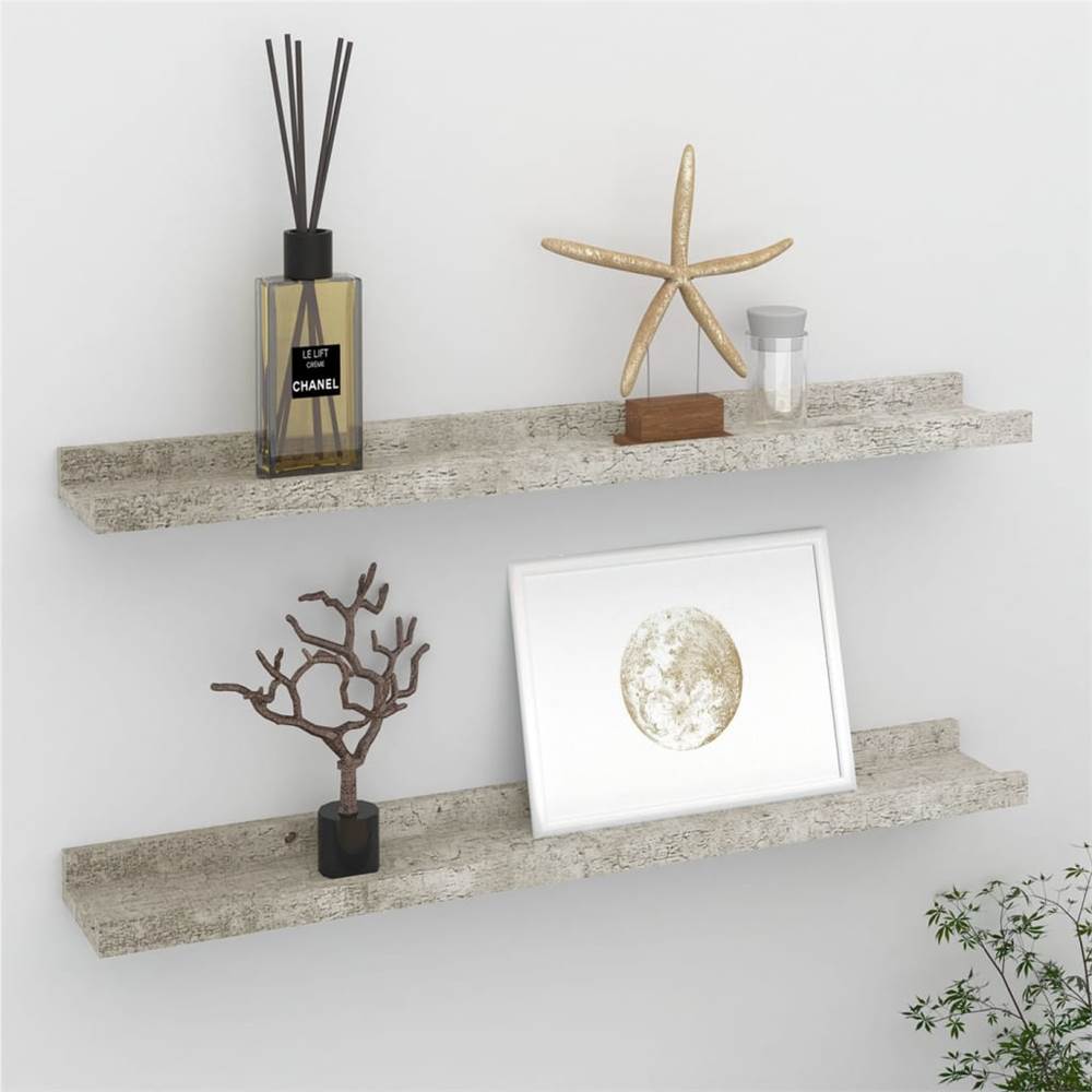 

Wall Shelves 2 pcs Concrete Grey 60x9x3 cm
