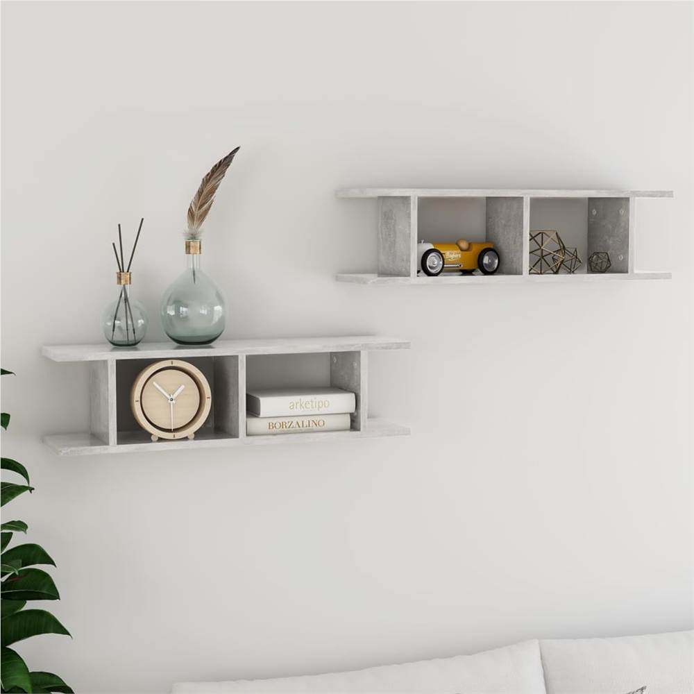 

Wall Shelves 2 pcs Concrete Grey 78x18x20 cm Chipboard