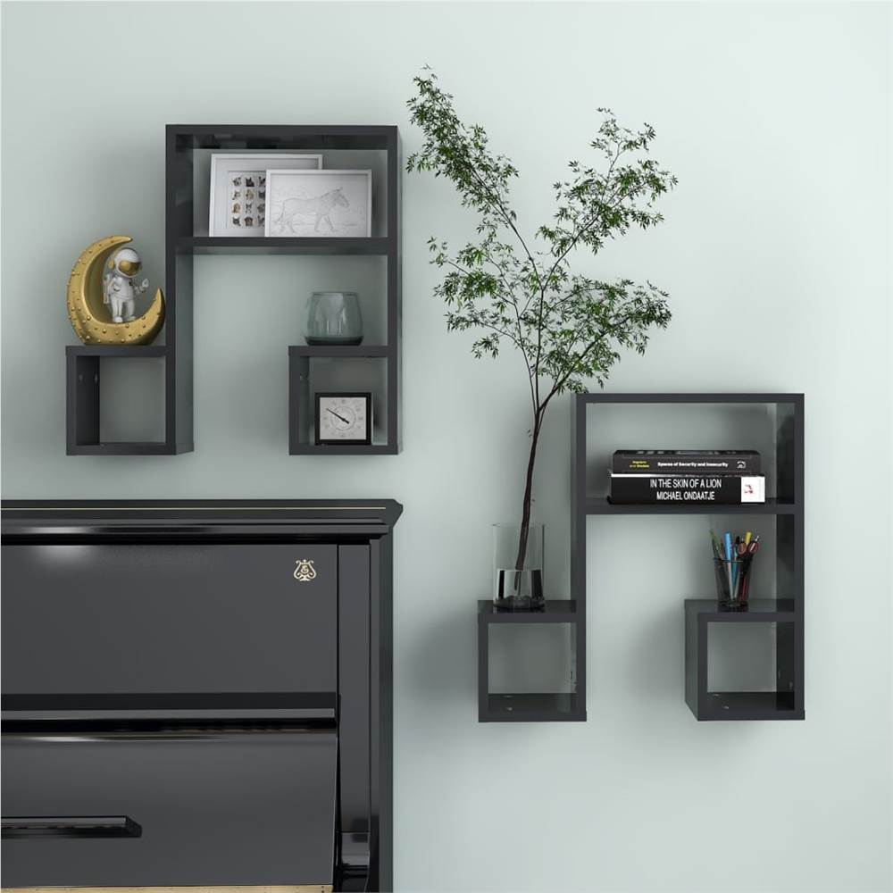 

Wall Shelves 2 pcs Grey 50x15x50 cm Chipboard