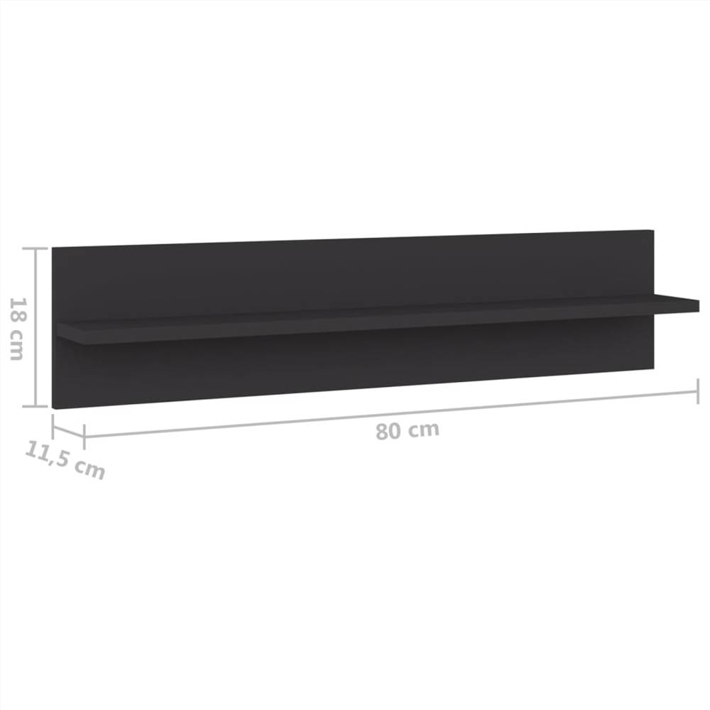 Wall Shelves 2 pcs Grey 80x11.5x18 cm Chipboard