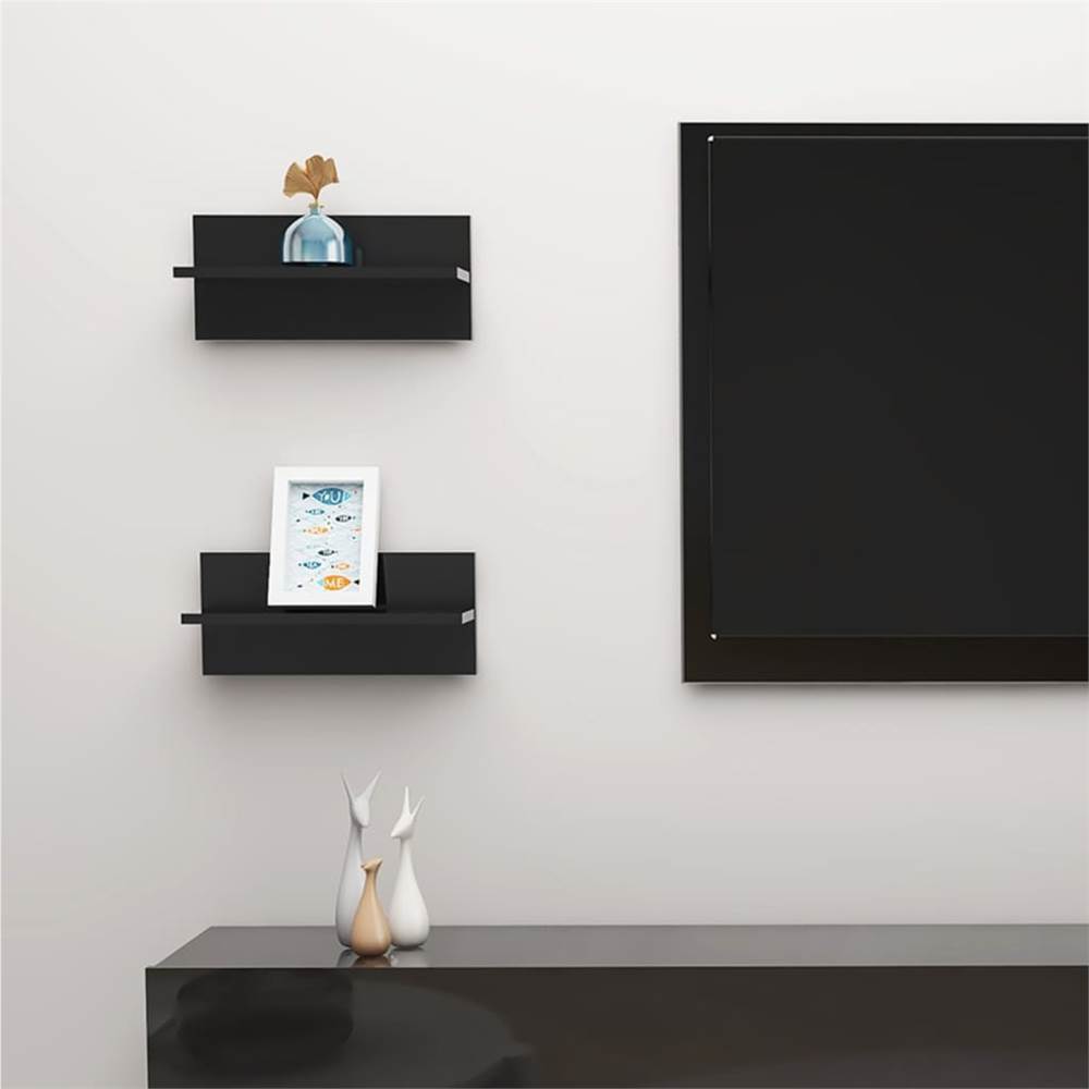 

Wall Shelves 2 pcs High Gloss Black 40x11.5x18 cm