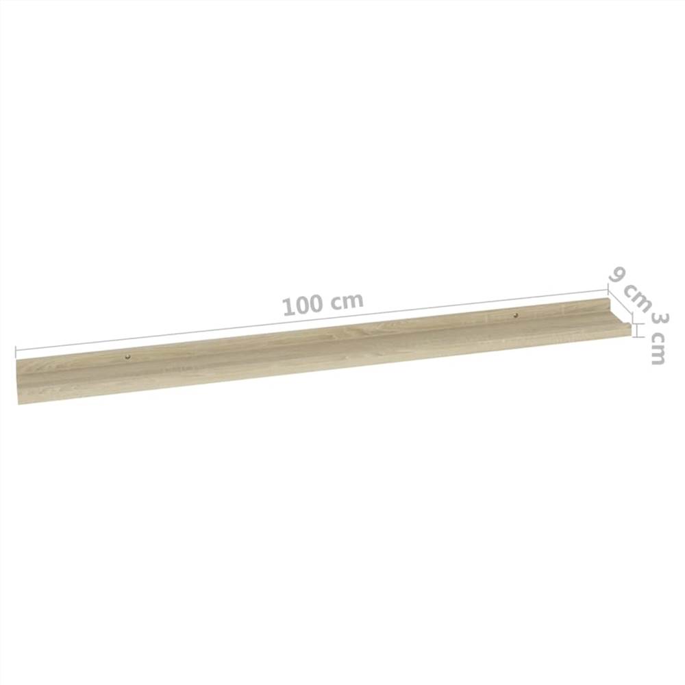 Wall Shelves 2 pcs Sonoma Oak 100x9x3 cm