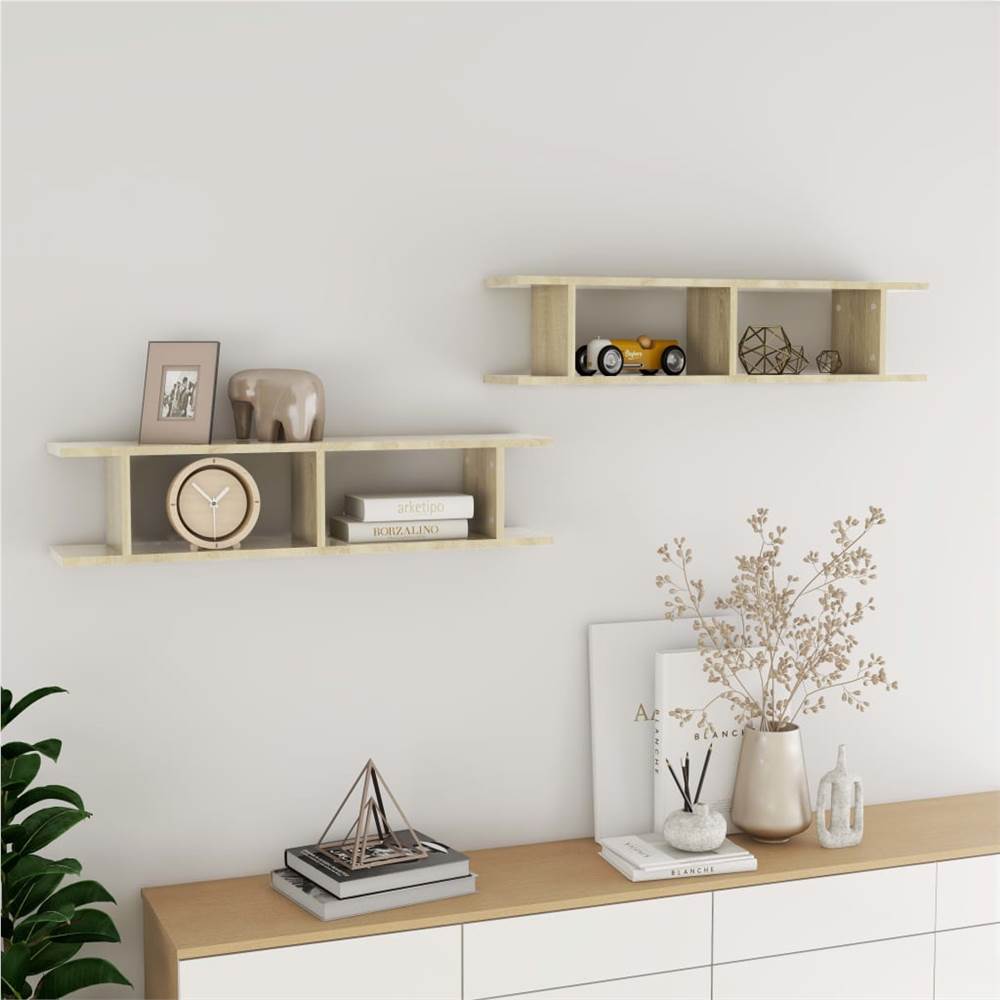 

Wall Shelves 2 pcs Sonoma Oak 90x18x20 cm Chipboard