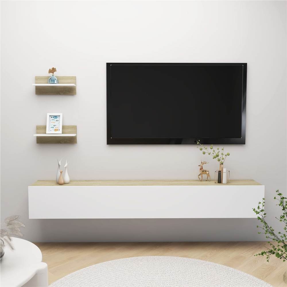 

Wall Shelves 2 pcs White and Sonoma Oak 40x11.5x18cm