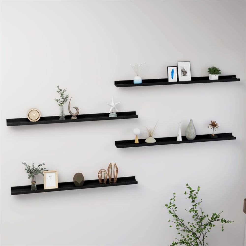 

Wall Shelves 4 pcs Black 100x9x3 cm