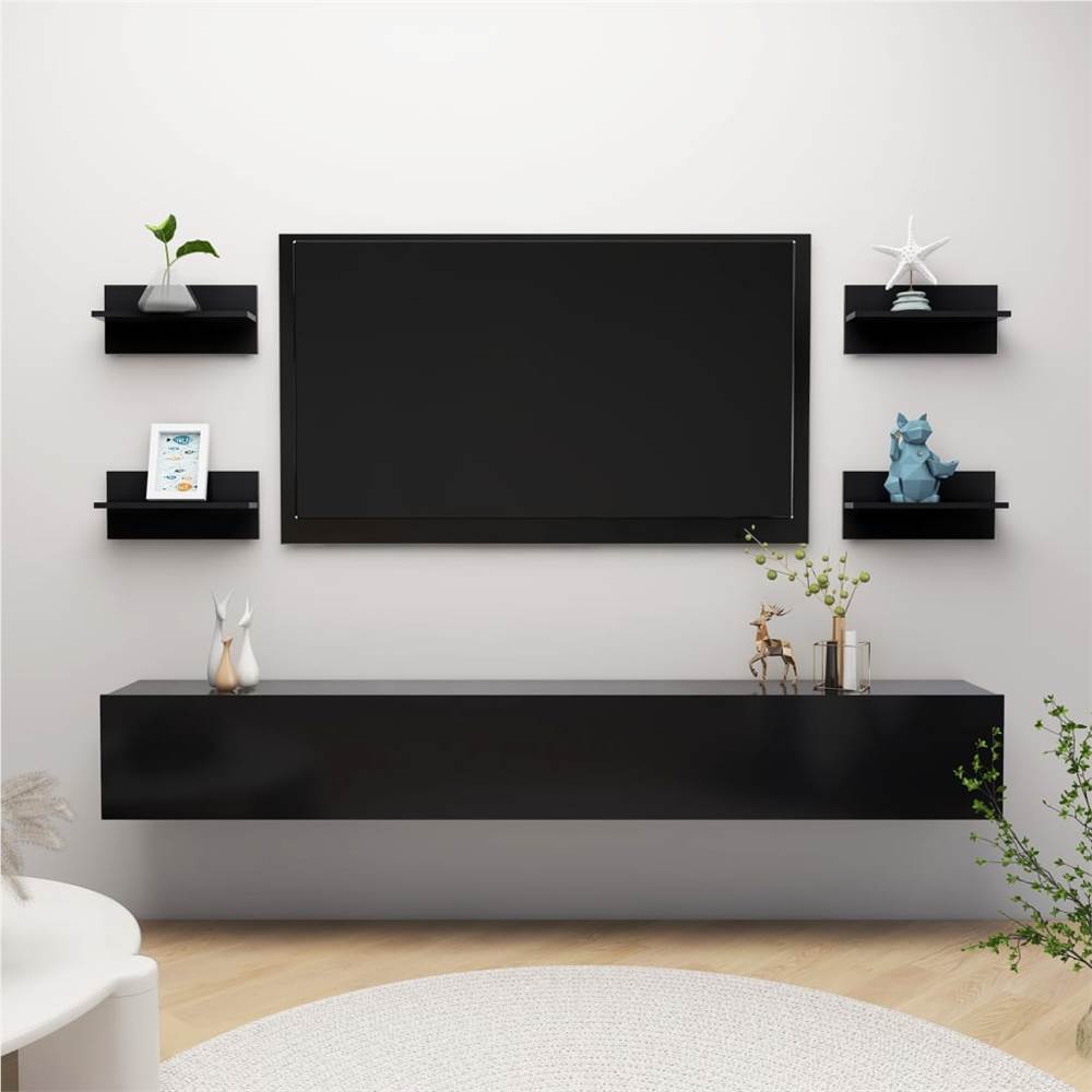 

Wall Shelves 4 pcs Black 40x11.5x18 cm Chipboard