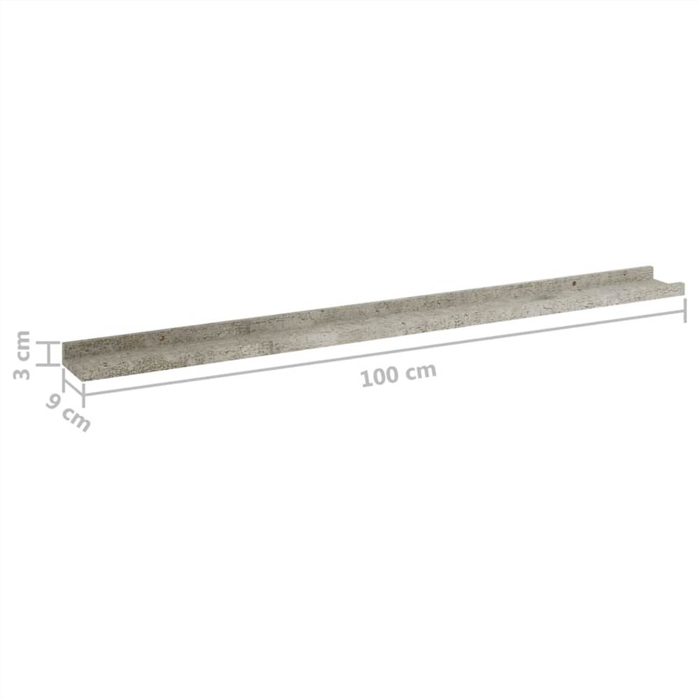 Wall Shelves 4 pcs Concrete Grey 100x9x3 cm