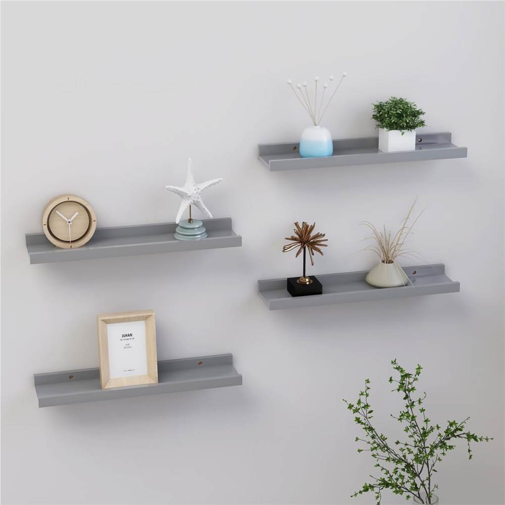 

Wall Shelves 4 pcs Grey 40x9x3 cm
