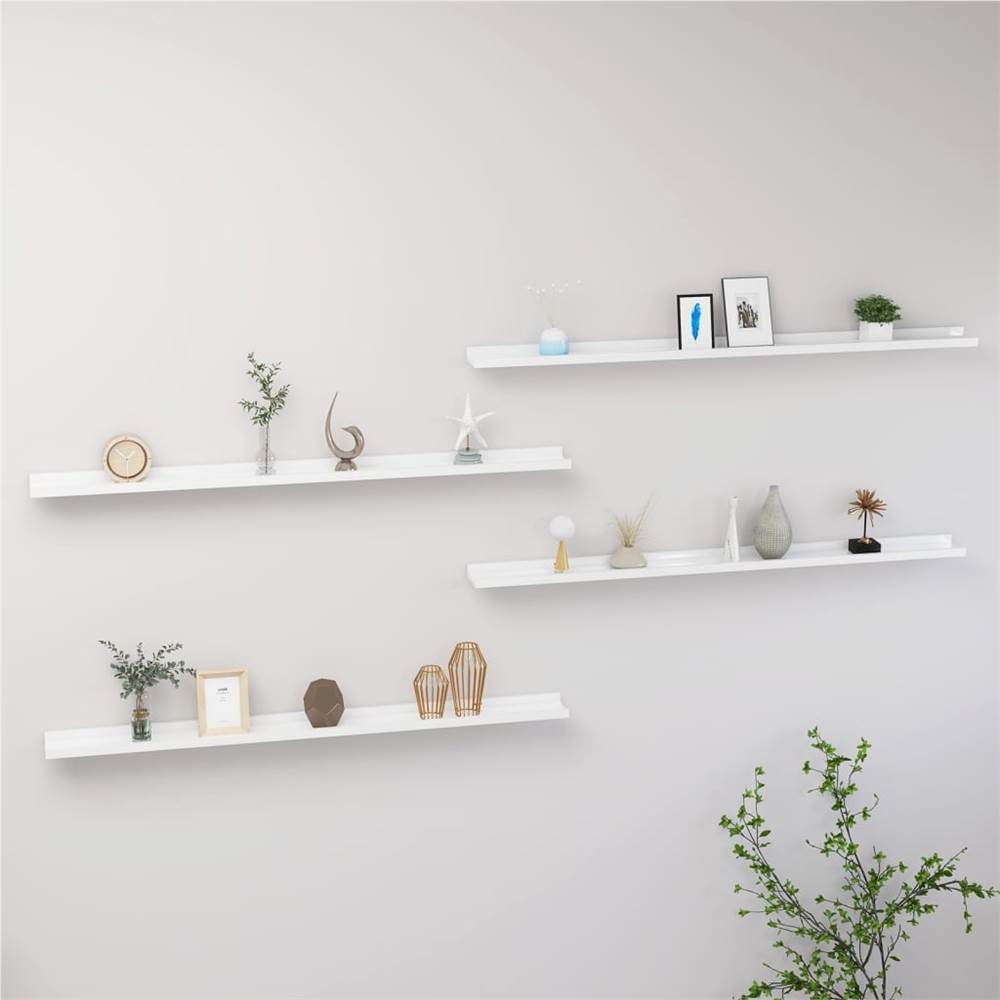 

Wall Shelves 4 pcs High Gloss White 115x9x3 cm