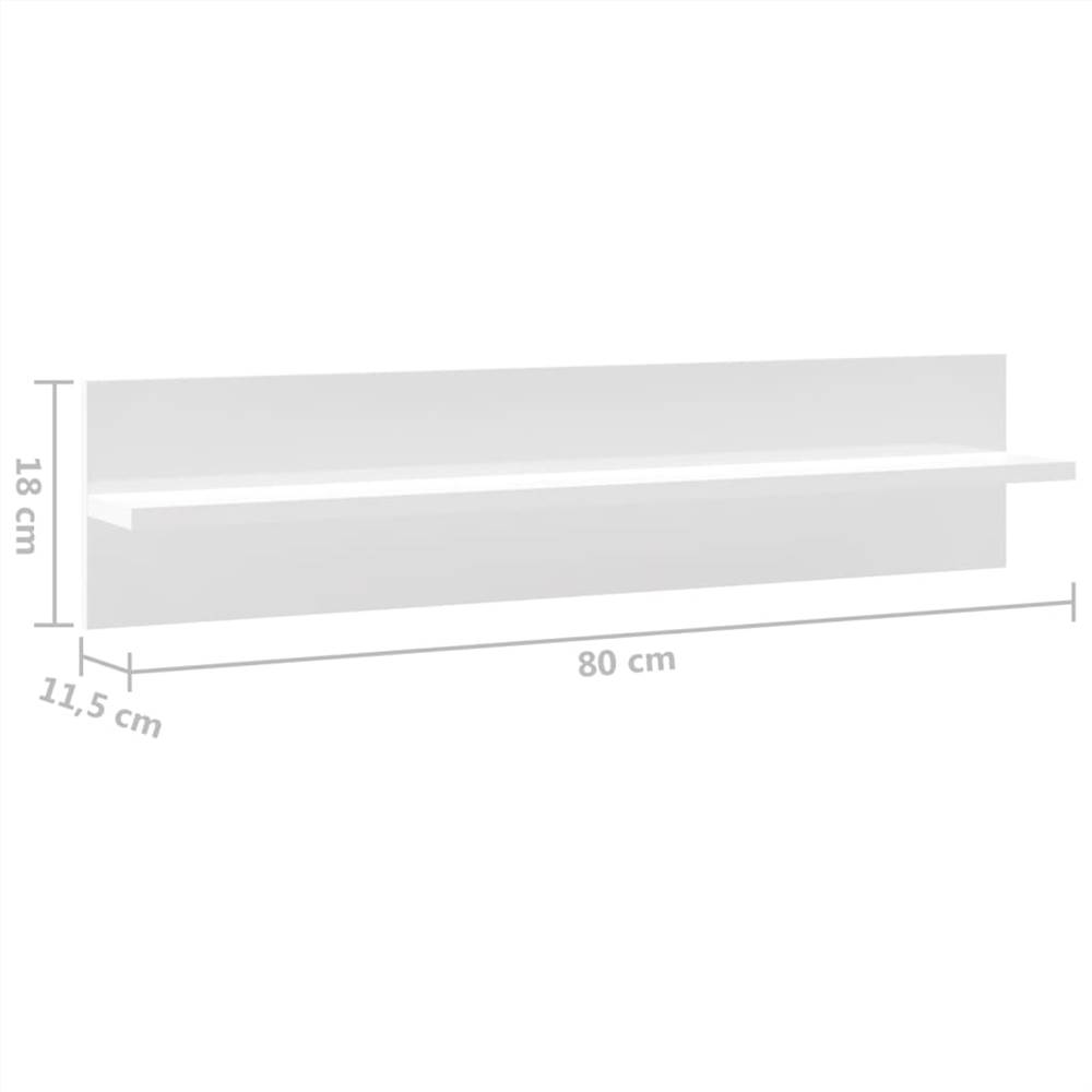 Wall Shelves 4 pcs High Gloss White 80x11.5x18 cm Chipboard