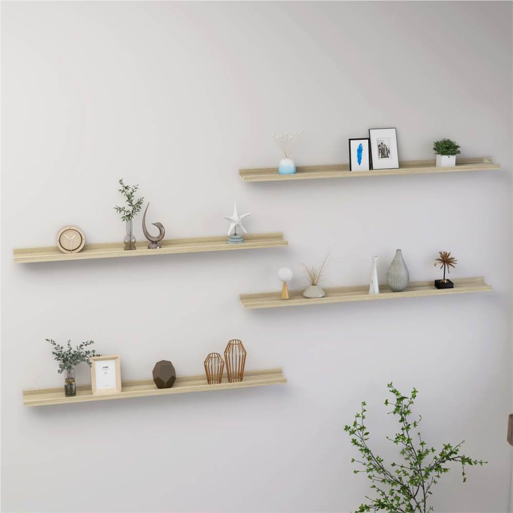 Wall Shelves 4 pcs Sonoma Oak 100x9x3 cm
