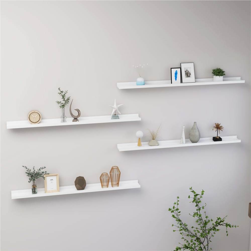 Wall Shelves 4 pcs White 100x9x3 cm