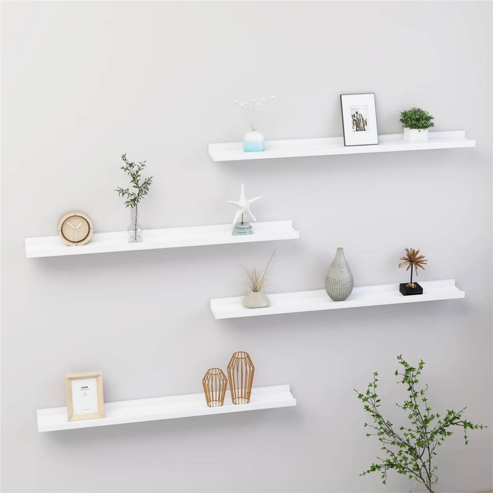 Wall Shelves 4 pcs White 80x9x3 cm