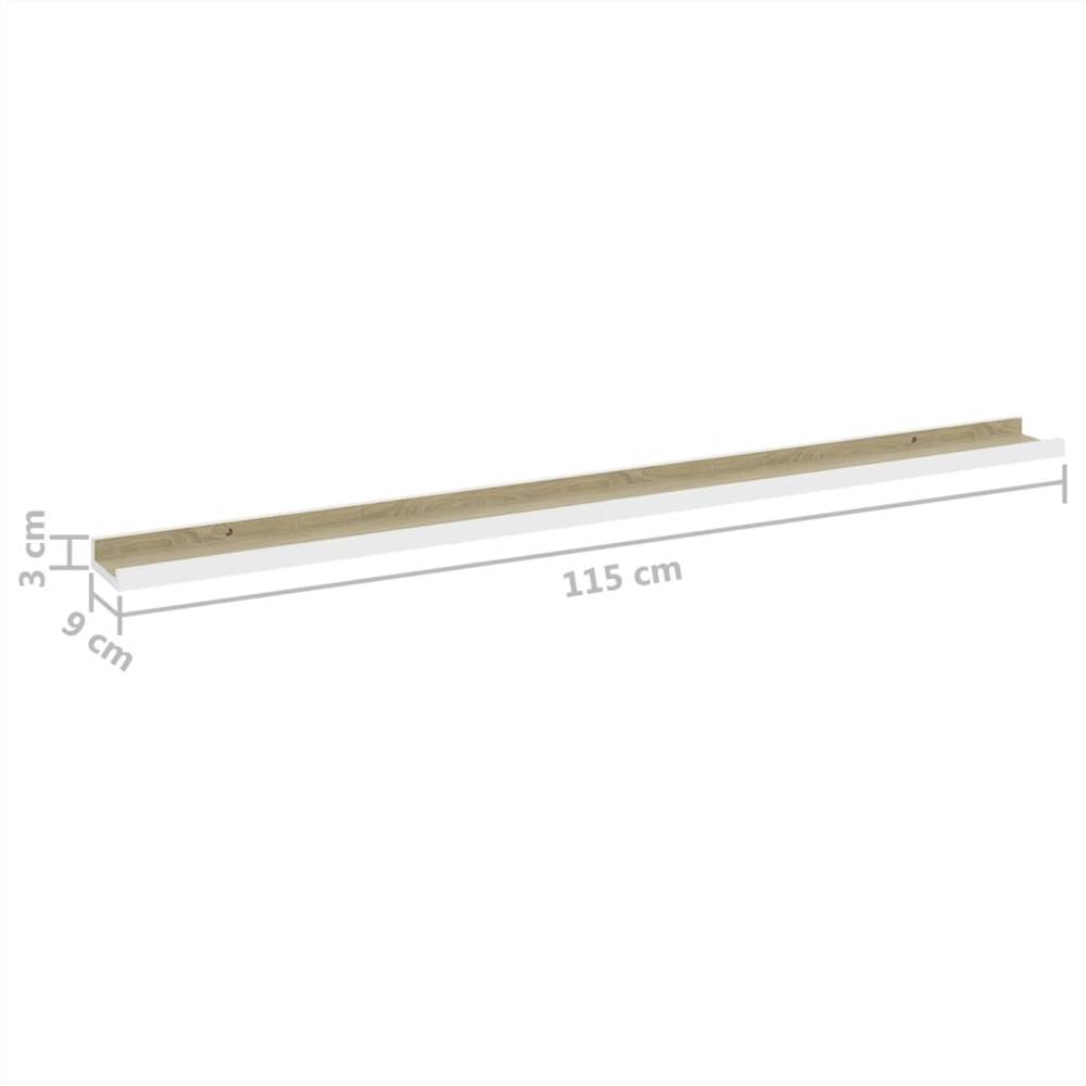 Wall Shelves 4 pcs White and Sonoma Oak 115x9x3 cm