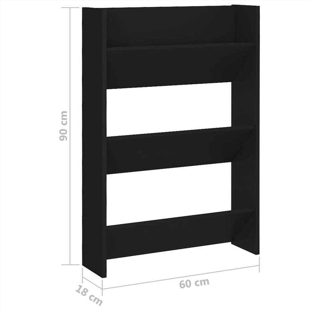 Wall Shoe Cabinet Black 60x18x90 cm Chipboard