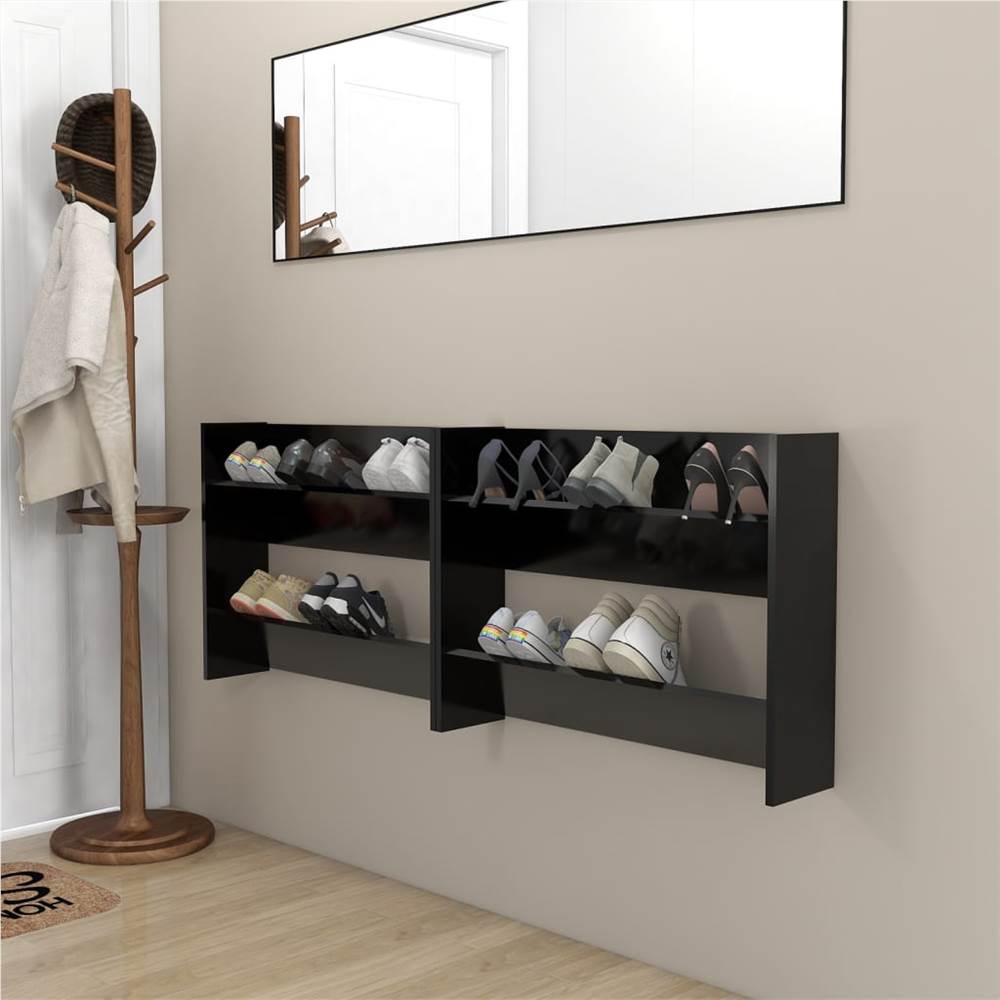 

Wall Shoe Cabinets 2 pcs Black 80x18x60 cm Chipboard