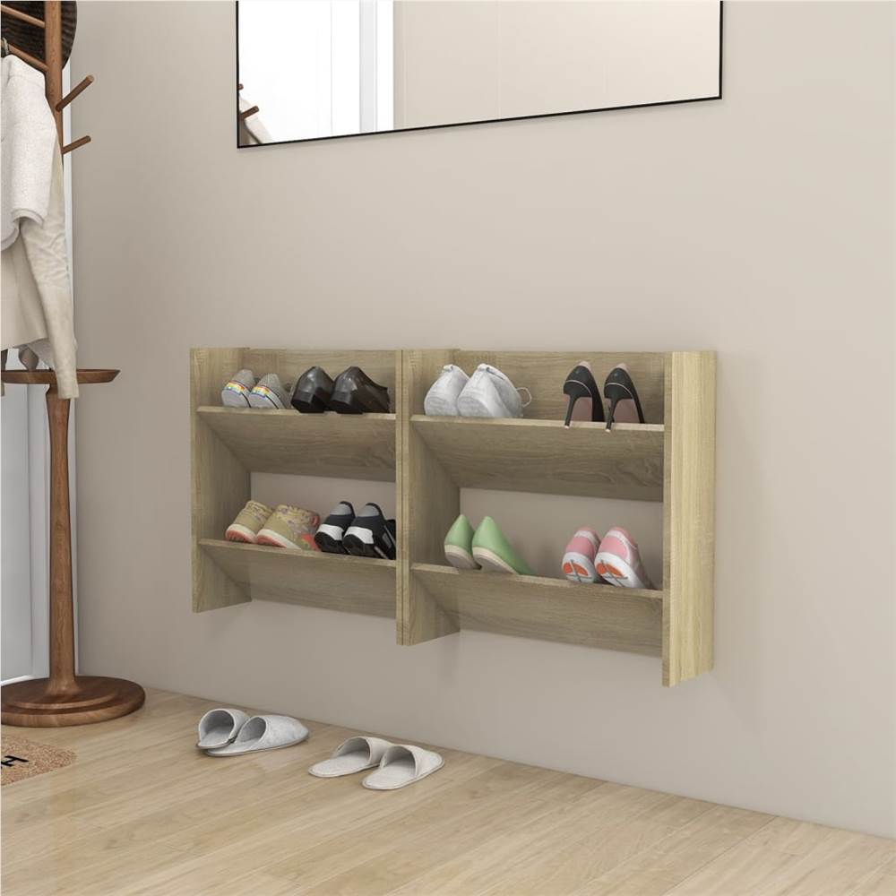 

Wall Shoe Cabinets 2 pcs Sonoma Oak 60x18x60cm Chipboard