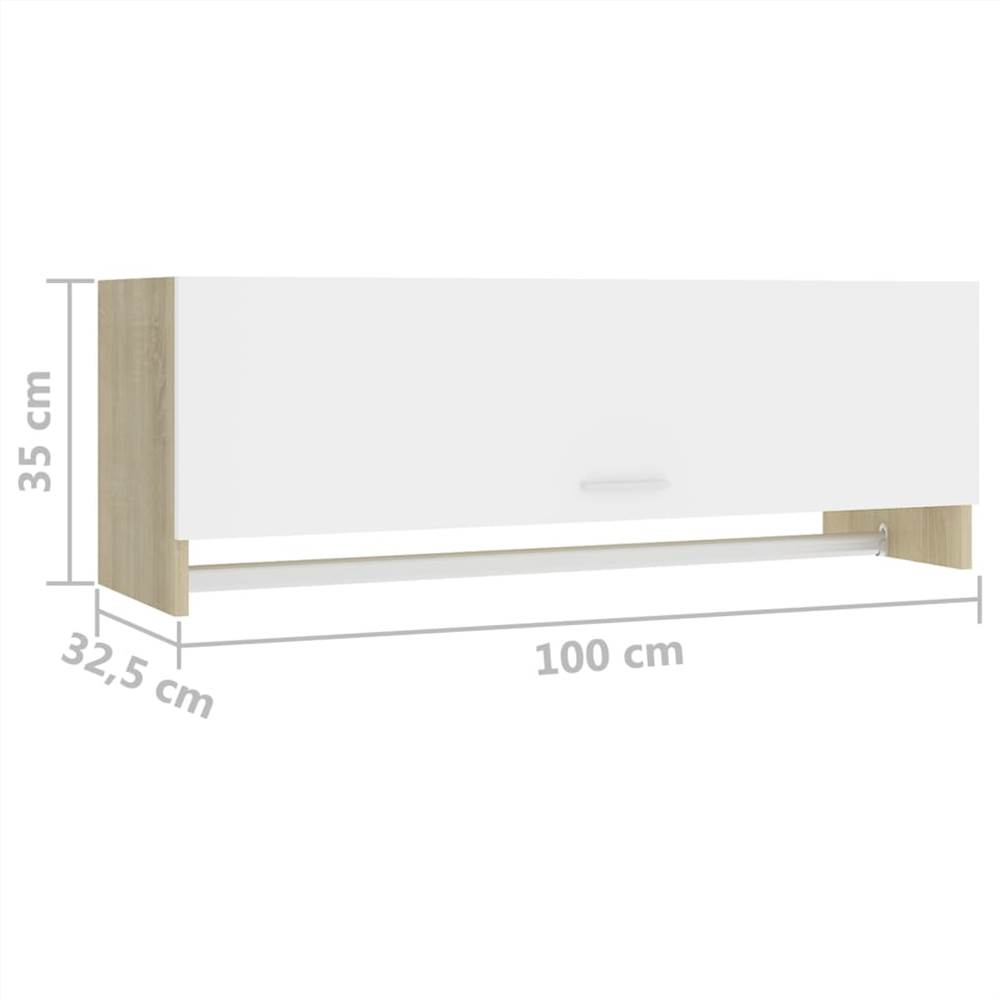 Wardrobe White and Sonoma Oak 100x32.5x35 cm Chipboard