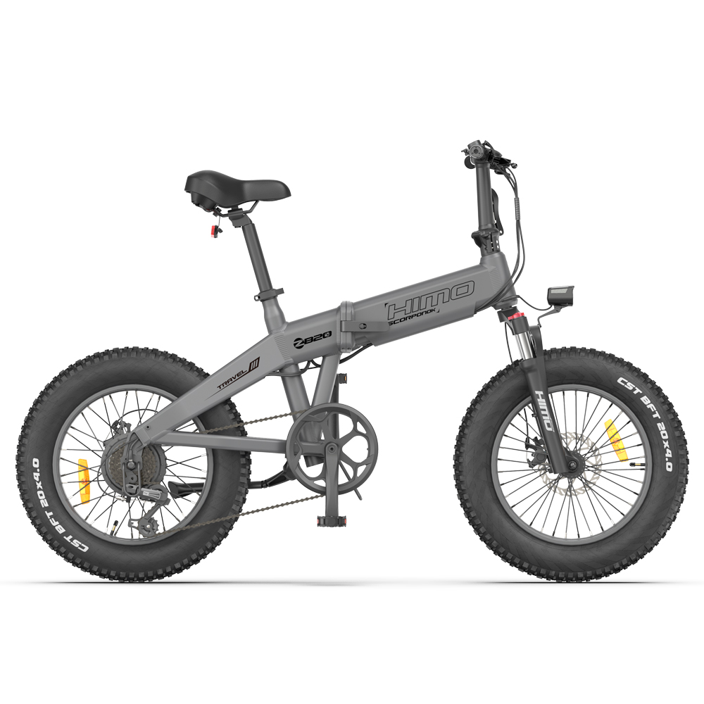 HIMO ZB20 Global version Folding Electric Mountain Bike 20&quot; Wheels 4 Inch Fat Wide Tires 350W Motor Shimano 6 Speeds Derailleur 48V 10Ah Detachable Lithium Battery Dual Disc Brake Hydraulic Shock Folk LCD Display Up to 80km - Grey