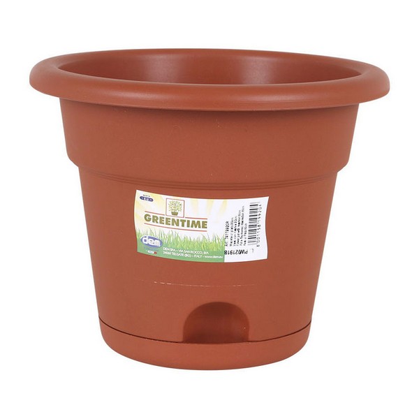 Flower Pot with Dish Resistant Brown
