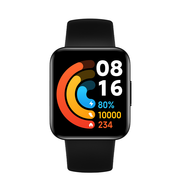 Xiaomi Redmi Watch 2 4-GPS SpO2 Health 31g AOD AMOLED 1.6&quot; 117-Sports Nap Sleep Heart Rate Magnetic Charging China-NFC - Black