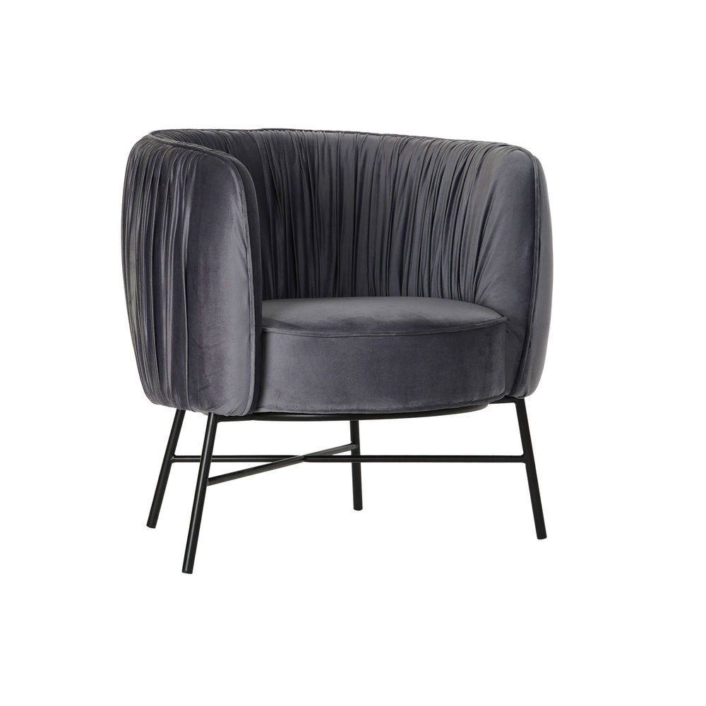 

DKD Home Decor Polyester Armchair With Curved Backrest And Metal Legs Black Grey (78 x 74 x 78 cm)