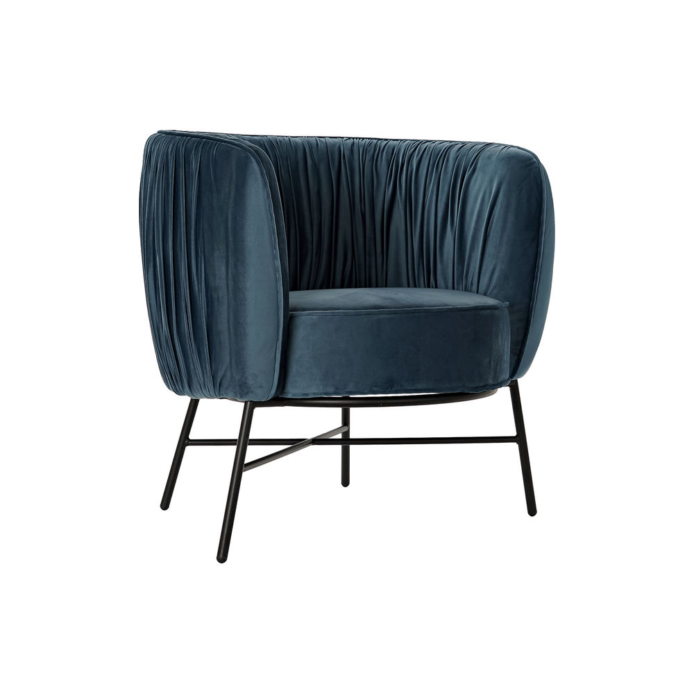 

DKD Home Decor Polyester Armchair With Curved Backrest And Metal Legs Blue Black (78 x 74 x 78 cm)