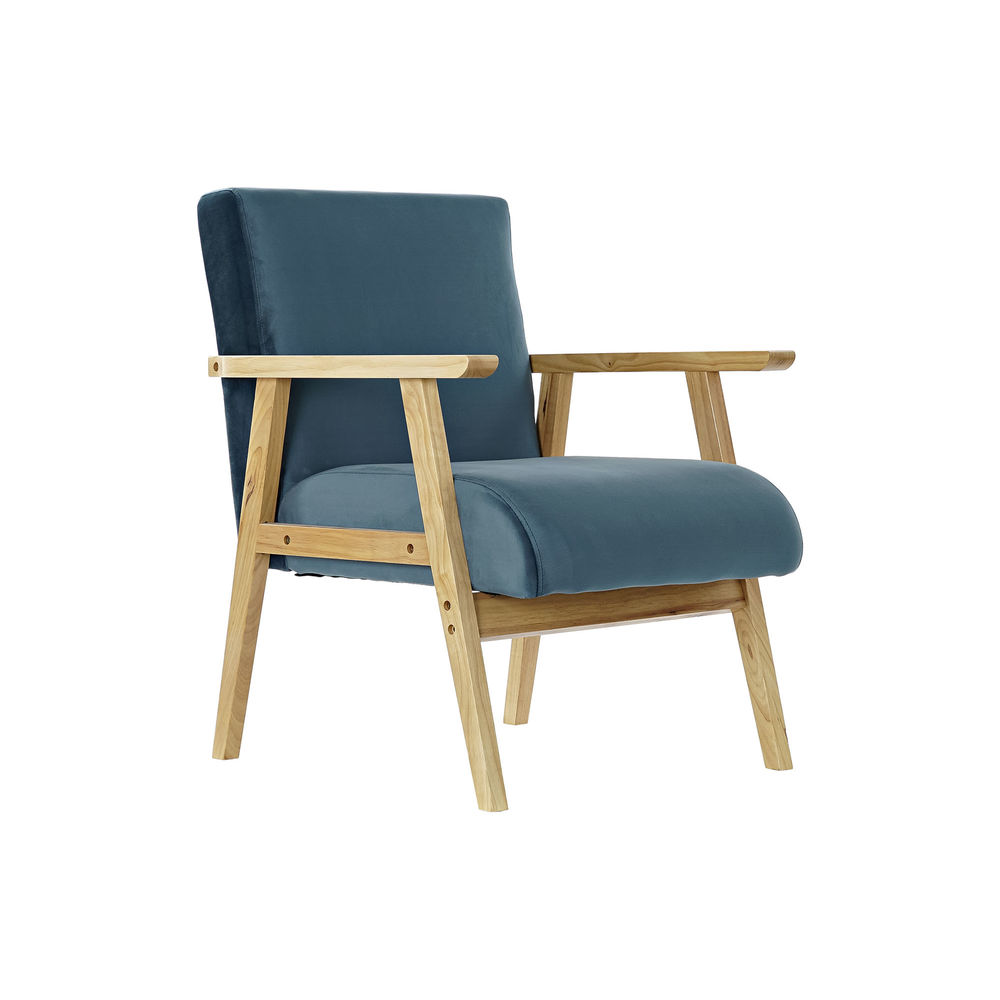 

DKD Home Decor Polyester Armchair With Backrest And Mdf Wooden Legs Blue (62 x 65 x 76 cm)