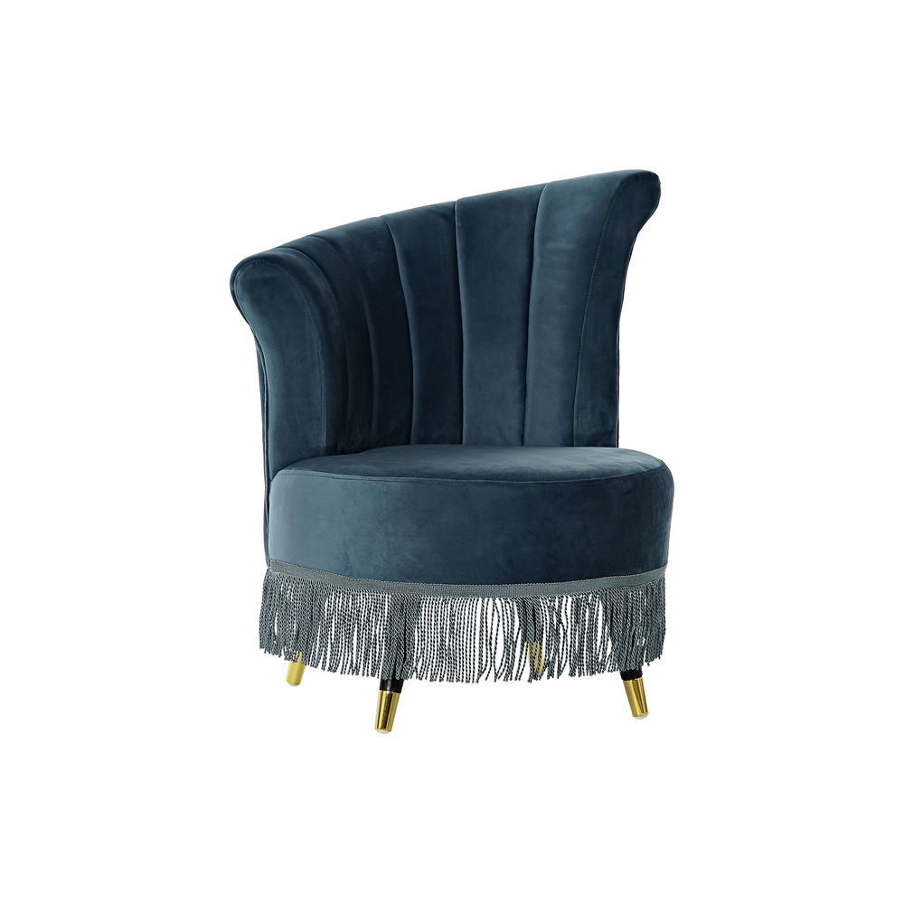 

DKD Home Decor Polyester Chair With Curved Backrest And Metal Legs Blue (77 x 63 x 85 cm)