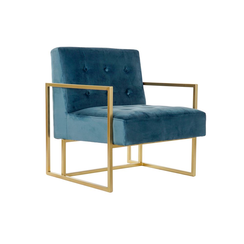 

DKD Home Decor Polyester Armchair With Backrest And Metal Legs Blue (67 x 70 x 76 cm)