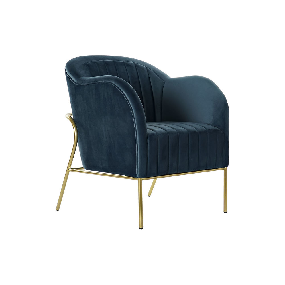 

DKD Home Decor Polyester Armchair With Curved Backrest And Metal Legs Blue (70 x 75 x 85 cm)