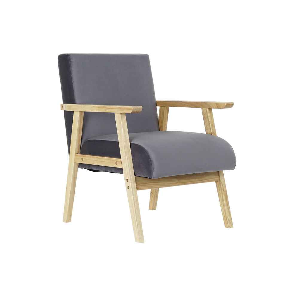 

DKD Home Decor Velvet Armchair With Backrest And Mdf Wooden Legs Grey (62 x 70 x 76 cm)
