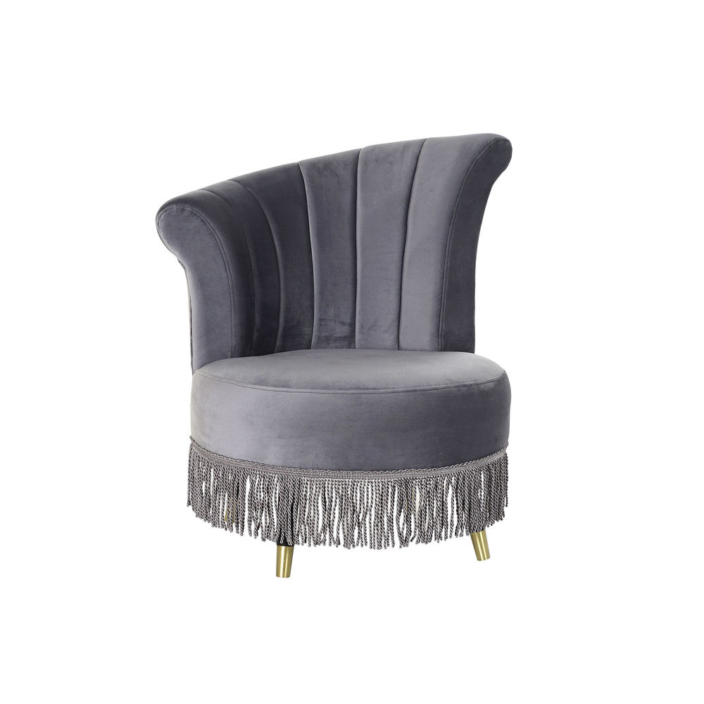 

DKD Home Decor Velvet Chair With Curved Backrest And Metal Legs Grey (77 x 63 x 83 cm)